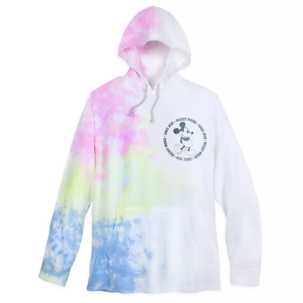 New! Disney Parks Mickey Mouse Pastel Tie Dye Sweatshirt Hoodie